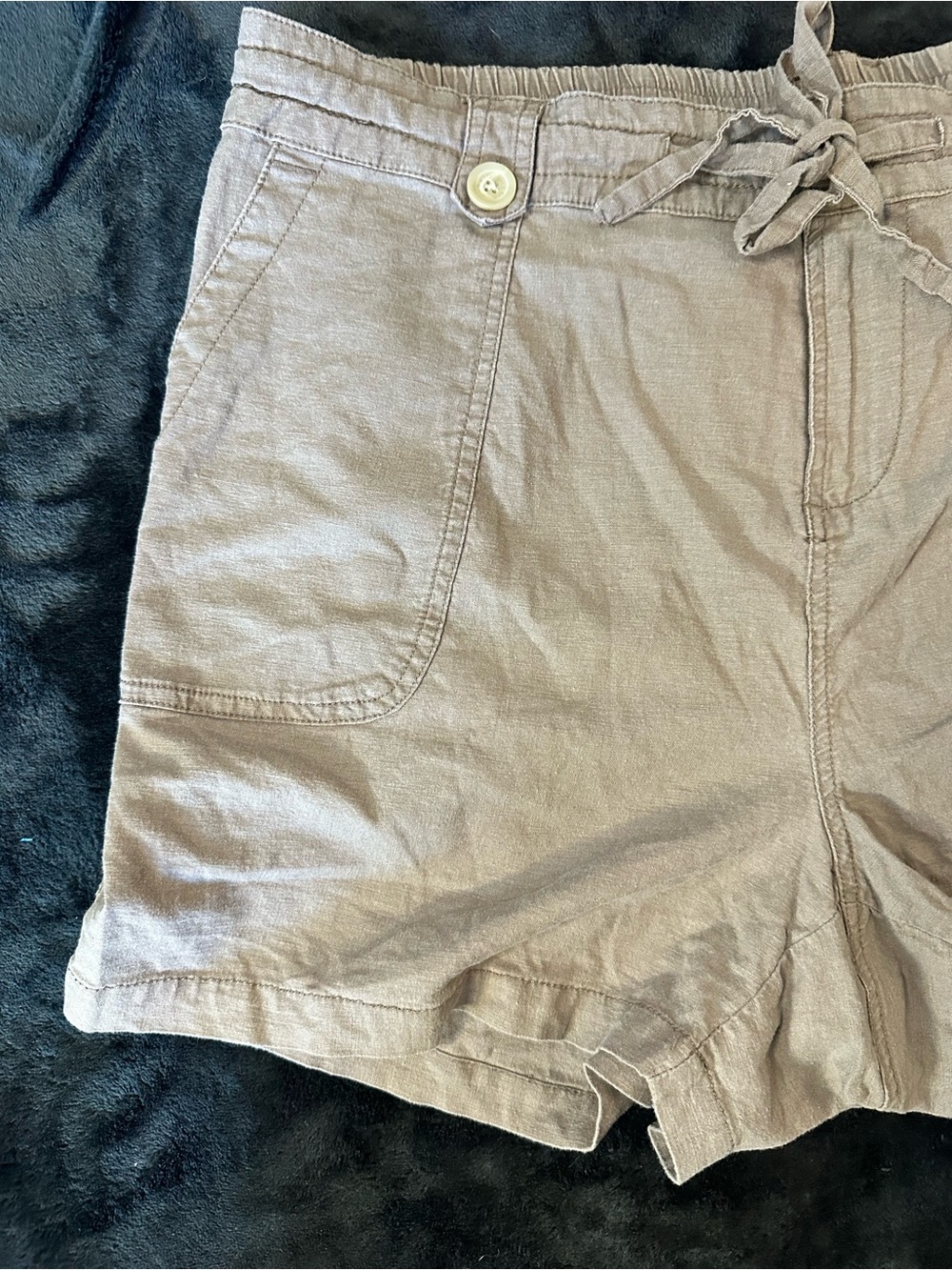 Torrid Taupe Linen Blend Drawstring Shorts Size 16 Relaxed Casual Summer - Picture 3 of 12
